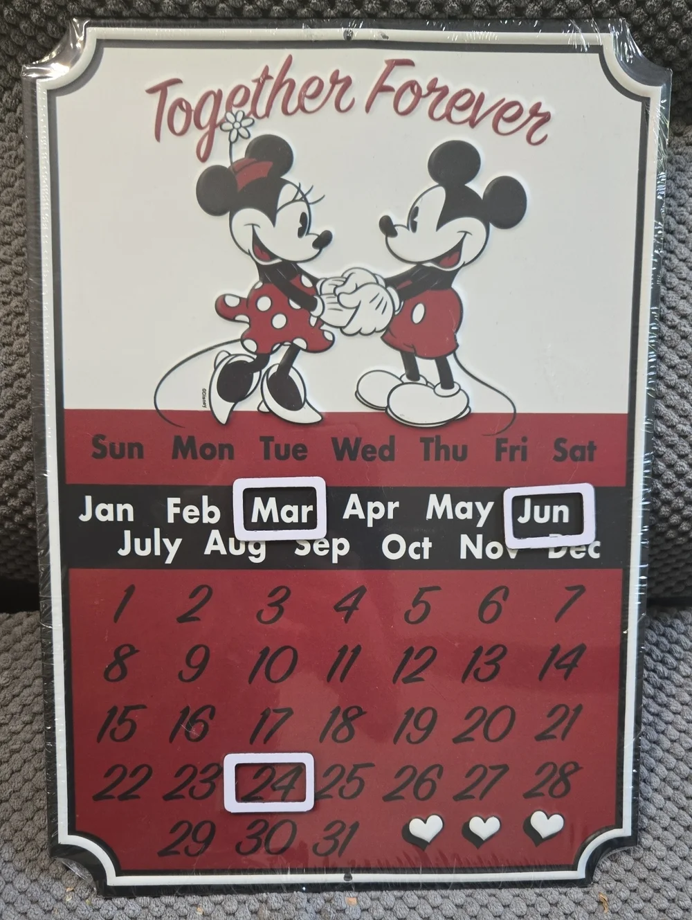 Disney Together Forever Perpetual Calendar in Red and Black